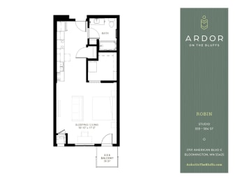 Studio, 1 bath, 559 sqft, $1,675