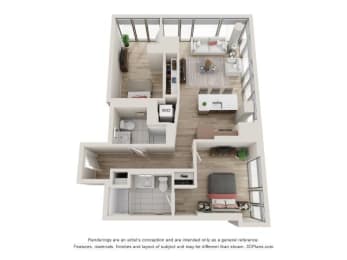 2 beds, 2 baths, 843 sqft, $2,538