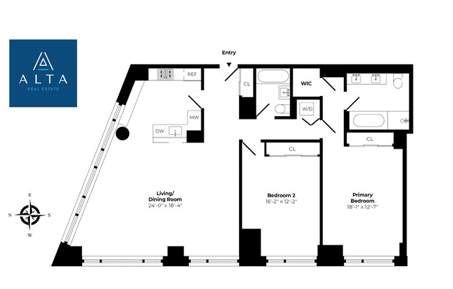 2 beds, 2 baths, 1,534 sqft, $15,950, Unit 22C