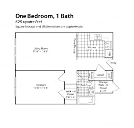 1 bed, 1 bath, 625 sqft, $1,029