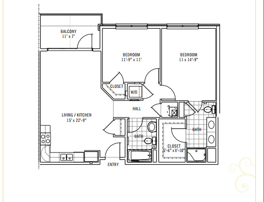 2 beds, 2 baths, 988 sqft, $2,019