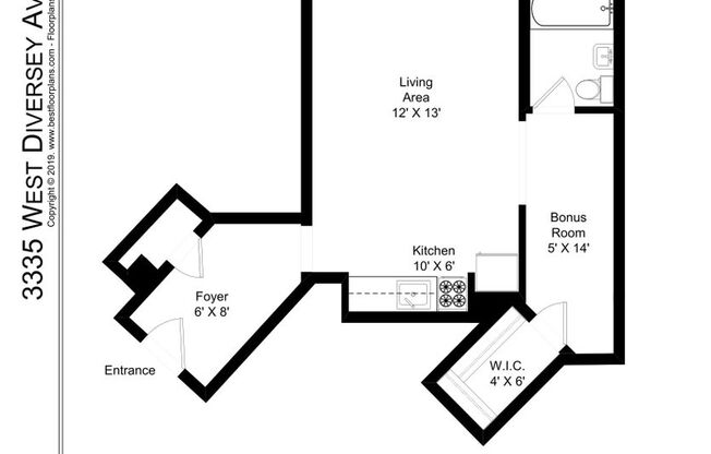 Studio, 1 bath, 514 sqft, $1,350, Unit 104