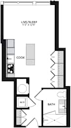 Studio, 1 bath, 462 sqft, $2,099