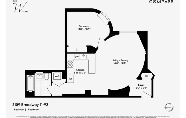 1 bed, 1 bath, 692 sqft, $7,000, Unit 1192
