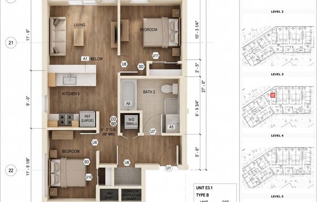 2 beds, 1 bath, 643 sqft, $2,367, Unit 310