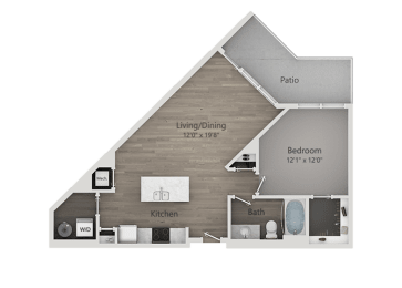 1 bed, 1 bath, 745 sqft, $1,351