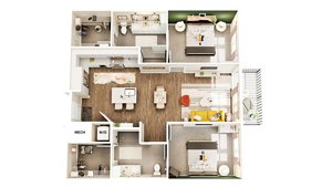 2 beds, 2 baths, 1,125 sqft, $2,721