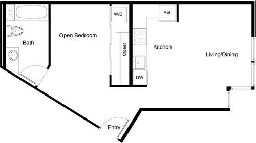 1 bed, 1 bath, 571 sqft, $1,775, Unit 206