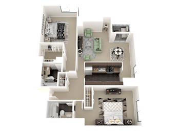 2 beds, 2 baths, 1,007 sqft, $1,602