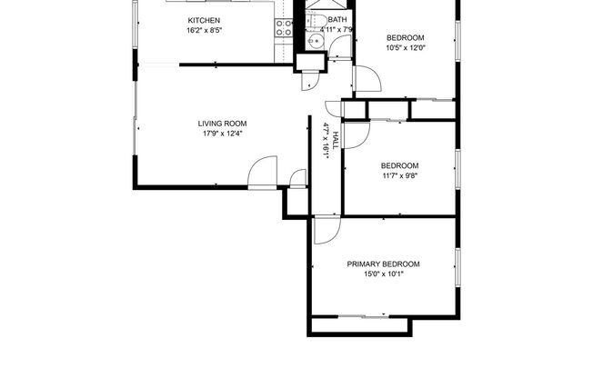 3 beds, 1 bath, 867 sqft, $1,779