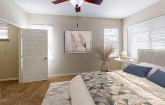 Spacious bedroom with hardwood style flooring at The Legends at Eagle Mountain Lake, Fort Worth, TX, 76179