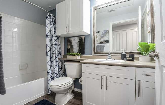 a bathroom with a toilet and a shower and a sink