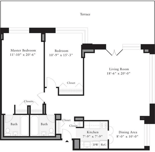 2 beds, 2 baths, 1,120 sqft, $7,381, Unit 02C