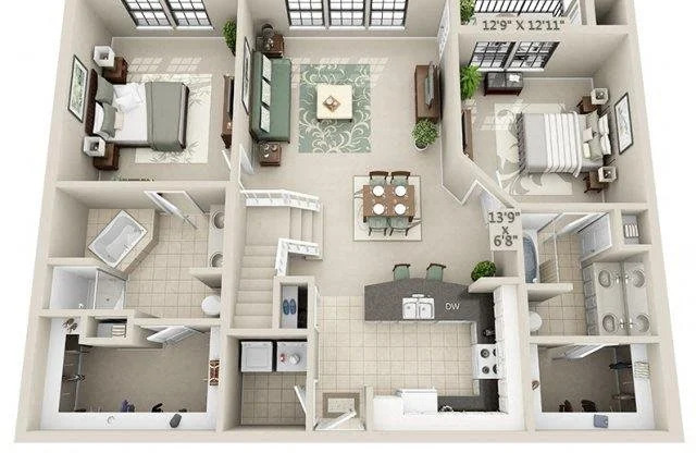 2 beds, 2 baths, 1,296 sqft, $1,952