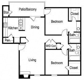 2 beds, 2 baths, 967 sqft, $985