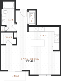 Studio, 1 bath, 667 sqft, $1,734