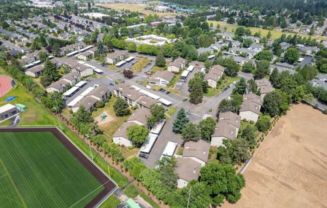 an aerial view of a suburban neighbourhood