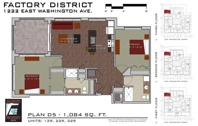2 beds, 2 baths, 1,084 sqft, $2,675, Unit 129