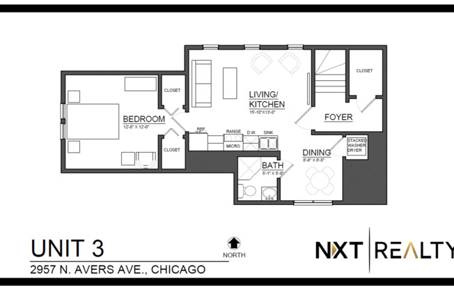 1 bed, 1 bath, $1,675, Unit 2957 N Avers 3