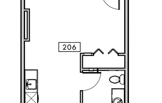 Studio, 1 bath, 390 sqft, $1,199, Unit 206*