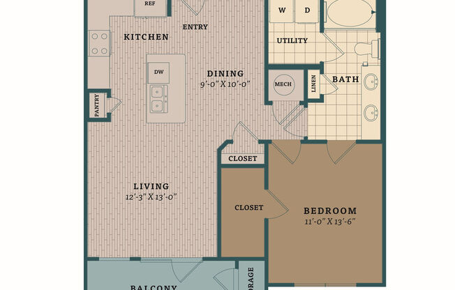 1 bed, 1 bath, 786 sqft, $1,299