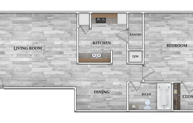 1 bed, 1 bath, 754 sqft, $1,018, Unit 116