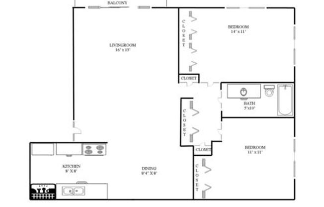 2 beds, 1 bath, 850 sqft, $1,345, Unit 905