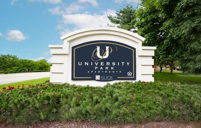 Monument Sign at the entrance to University Park Apartments