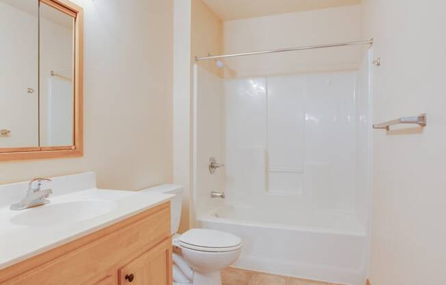 A white toilet sits next to a sink in a bathroom.