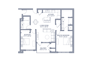 2 beds, 2 baths, 1,049 sqft, $2,420