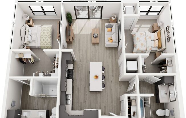 2 beds, 2 baths, 996 sqft, $2,205, Unit 319