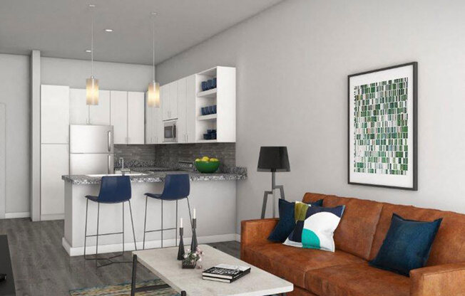 One Bedroom Living Spaceat Link Apartments® Montford, Charlotte, North Carolina