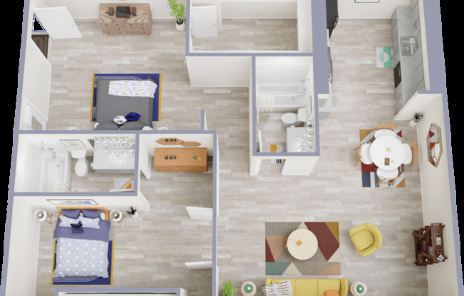 2 beds, 2 baths, 851 sqft, $1,400