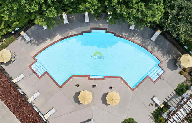 Aerial View Of Pool at Sunscape Apartments, Roanoke, Virginia
