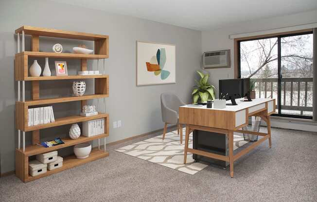 Home Office with Decorative Cabinet