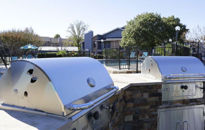 BBQ Grill by Pool at Water Ridge Apartments, CLEAR Property Management, Irving