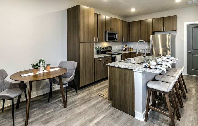 Studio, 1, 2 and villa-style homes featuring stainless steel appliances, granite coutertops, plank flooring, and many other amazing amenities at The 8801 in Lincoln, NE.