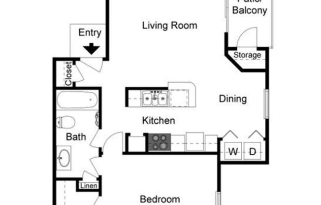 1 bed, 1 bath, 707 sqft, $1,127