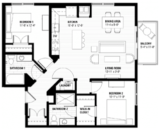 2 beds, 2 baths, 1,007 sqft, $2,455
