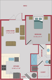 1 bed, 1 bath, 697 sqft, $1,399