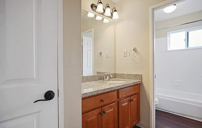 Bathroom With Vanity Lights at Fairmont Apartments, Pacifica, CA
