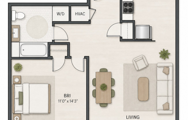 1 bed, 1 bath, 710 sqft, $1,950, Unit 101