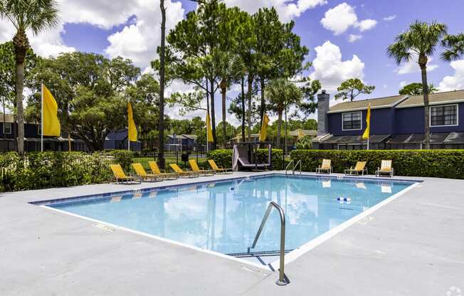 the swimming pool at our apartments in palm springs