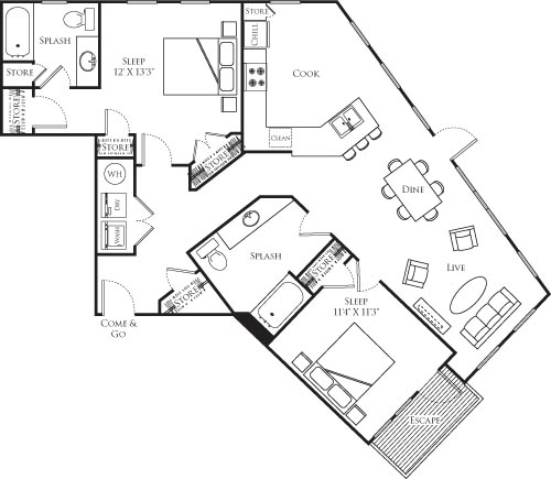 2 beds, 2 baths, 1,277 sqft, $3,781, Unit 619