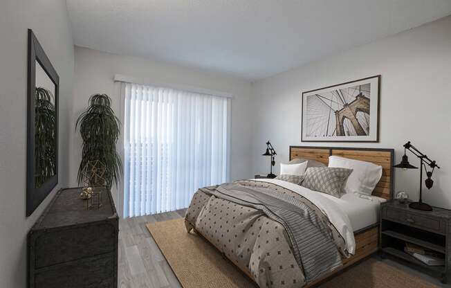 Bedroom at Encanto Lofts Apartments in Albuquerque New Mexico