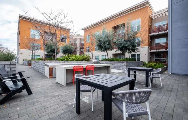 Courtyard grill and seating area