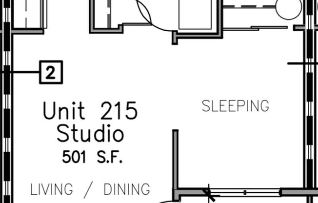 Studio, 1 bath, 501 sqft, $1,550, Unit 215