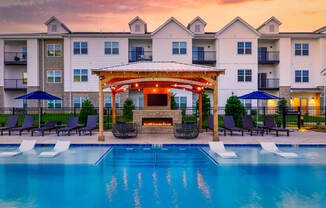 swimming pool near cabana at The Edison at Tiffany Springs, Kansas City, MO, 64153