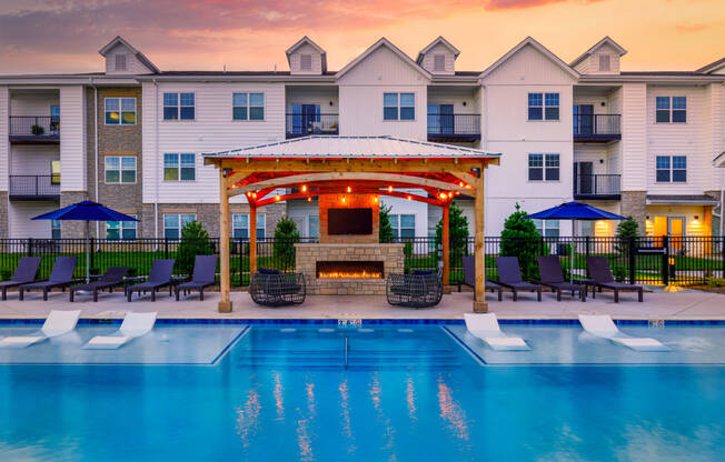 swimming pool near cabana at The Edison at Tiffany Springs, Kansas City, MO, 64153