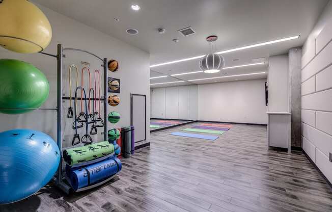 O2 Apartments Fitness Center Yoga Area